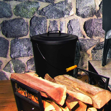 Pleasant Hearth 614 Fireplace Ash Bucket with Lid, Black
