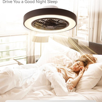 LEDIARY 20 Inch Low Profile Ceiling Fans With Lights, Led Bladeless Ceiling Fan,