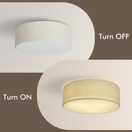 (Cracks) CALOKES 18-Inch Large Flush Mount Ceiling Light Fixture with Fabric Sha