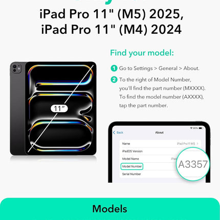 ESR for iPad Pro 11 Inch Case M5/M4, iPad Pro 11 Case 2025/2024 with Pencil Hold