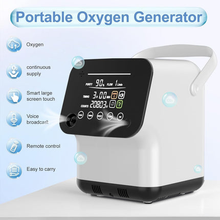 Oxygen Concentrator for Home & Travel Use - Touch Screen Control, Adjustable Flo