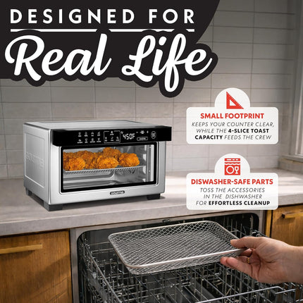 Gourmia Toaster Oven Digital Air Fryer - Convection Mode with 4 Slice Capacity,