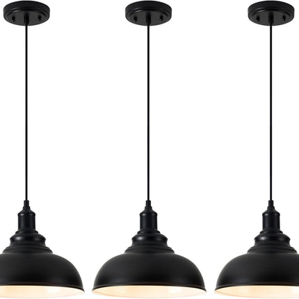 ALAISLYC 3 Pack Farmhouse Pendant Light Black Pendant Lighting for Kitchen Islan