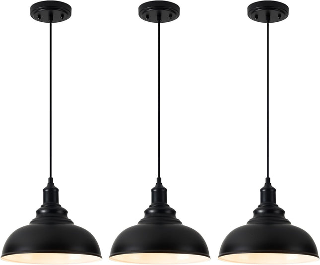 ALAISLYC 3 Pack Farmhouse Pendant Light Black Pendant Lighting for Kitchen Islan