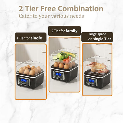 2 Tiers Mini Electric Food Steamer for Cooking, 4 QT Digital Multi Vegetable Ste