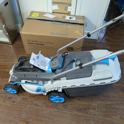 Cordless Lawn Mower 15 Inch(37cm) Deck Lightweight Lawn Mower 40V Lawnmower w/Br