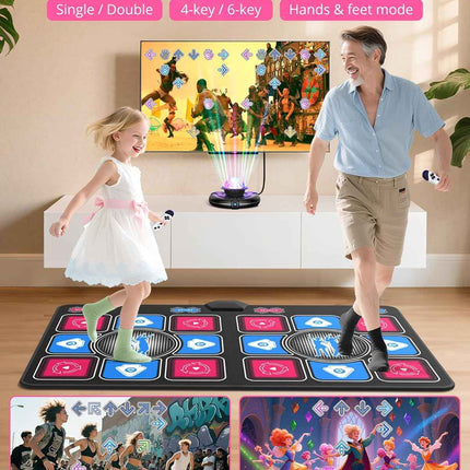 (No cables) Dance Mat for Kids and Adults: 2-Player Electronic Dance Pad with HD