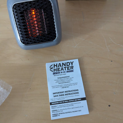 Handy Heater Turbo 800 Plug-In Electric Wall Outlet Space Heater with Adjustable