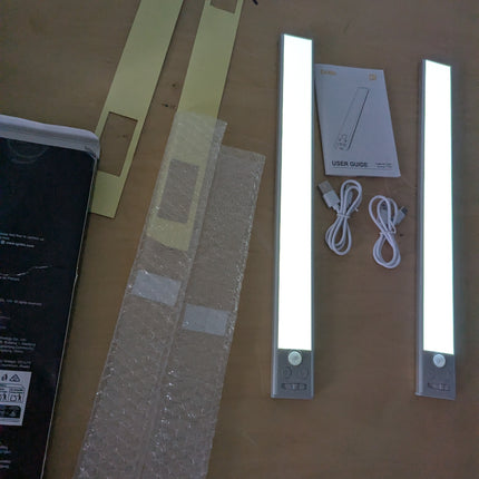 (NO MAGNETS) Gritin 14.7inch Under Cabinet Lighting Rechargeable 2 Pack-3 Color