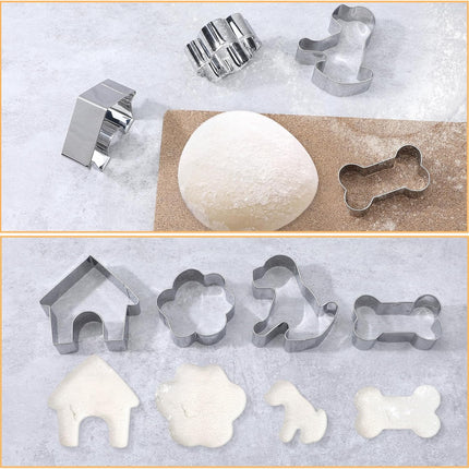 Thinp 4 Pcs Dog Cookie Cutter Set,Including Dog Shaped Cookie Cutters Dog Bone C