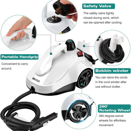 KROQO Steam Cleaner, Steam Mop with 23 Accessories, Powerful Multipurpose Portab