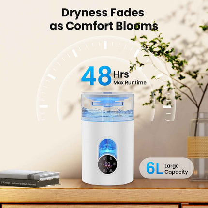 Humidifiers for Bedroom Large Room Home - GloryAir 6L Quiet Top Fill Cool & Warm