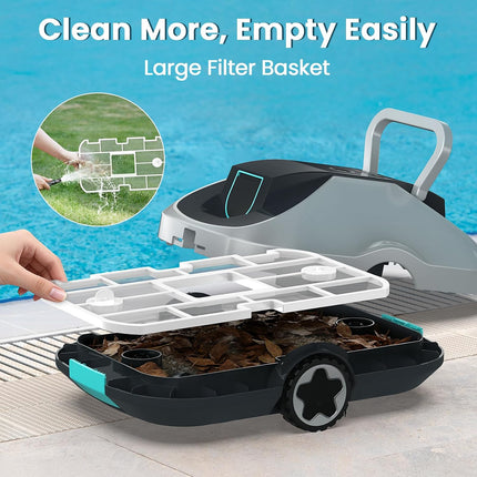 Zebary C1 Cordless Robotic Pool Cleaner, Dual-Suction Pool Vacuum with 200 Min Runtime, 2.7L Filter Basket, Auto-Parking