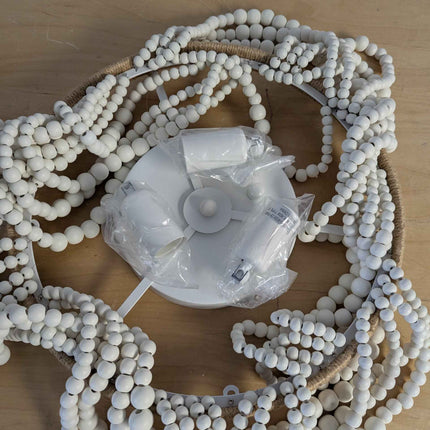 White Boho Light Fixture Boho Beaded Chandelier Boho Light Fixtures Ceiling Bead