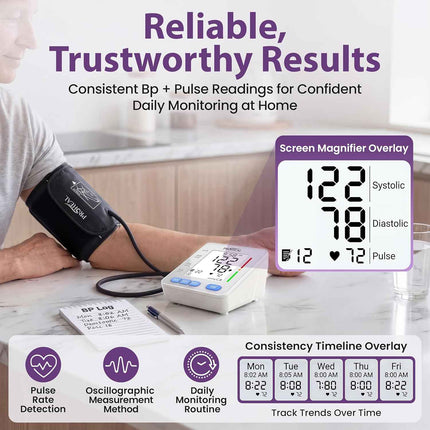 Blood Pressure Monitor for Home Use with Large Upper Arm Cuff - Automatic Talkin