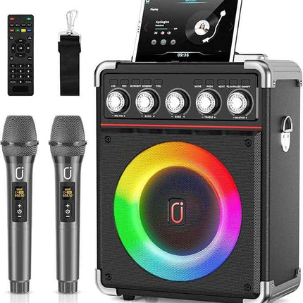 (No remote) Karaoke Machine, Portable Bluetooth Karaoke Speaker with 2 Wireless