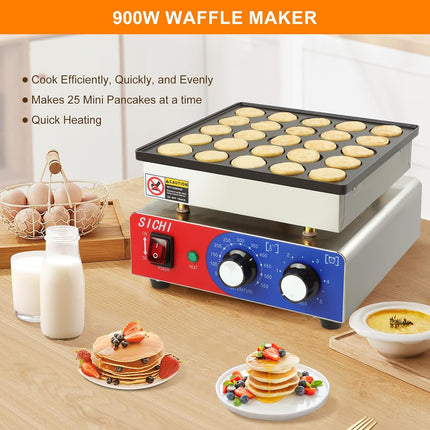 SICHI Mini Pancake Maker Machine with 550℉Heating and Timer Control, 25PCS Elect