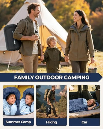Sleeping Bag, Sportneer Sleeping Bags for Adults Kids 3 Seasons Warm Cold Weathe