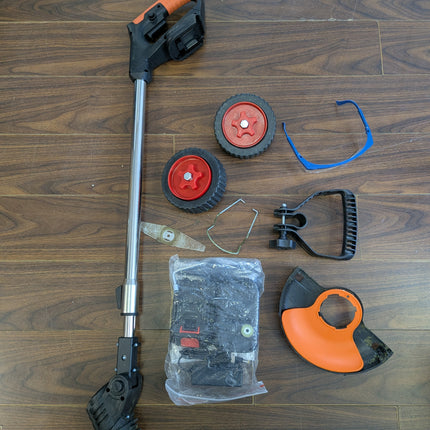 FISIYINDZ Cordless Electric Weed Wacker 21V with 2x 2000mAh Batteries, 3-in-1 Grass Trimmer & Edger (Only 1 Steel Blade)