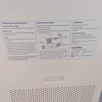 SwitchBot Evaporative Humidifier for Bedroom 4.5L, No Mist No White Dust, 750ml/