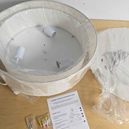 (Cracks) CALOKES 18-Inch Large Flush Mount Ceiling Light Fixture with Fabric Sha