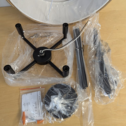 XiNBEi Lighting Drum Chandelier, Farmhouse 4 Light Pendant Light with White Fabr