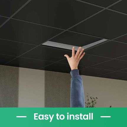 LooYee 24 PCS 24 x 24 Inch Black Drop Ceiling Tiles, 2 x 2FT PVC Smooth Ceiling