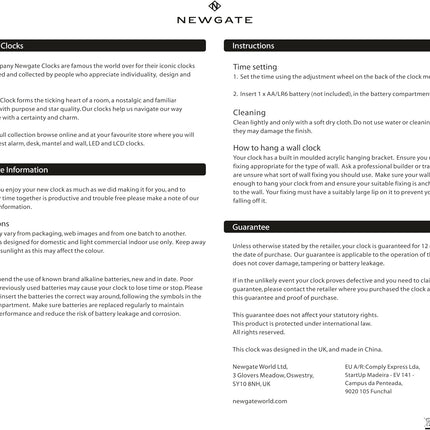 NEWGATE® Number Three Railway Wall Clock - Round Clock - Kitchen Clock - Clocks