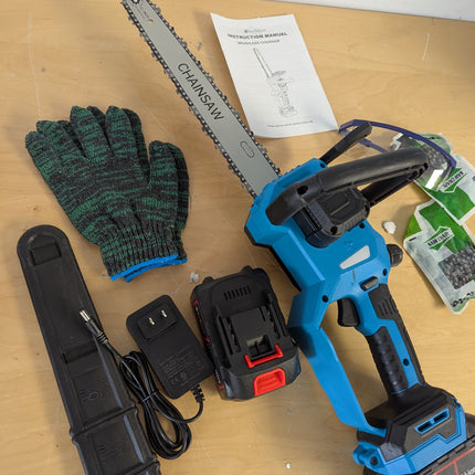 Chainsaw Cordless 12 Inch, Electric Chain Saw with 2 * 4000mAh Rechargeable Batt
