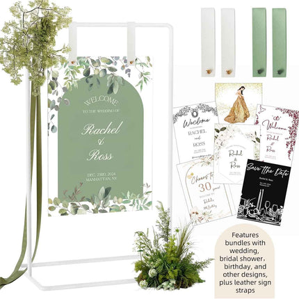 Wedding Sign Holder, Adjustable Welcome to Our Wedding Sign Stand W/Design Bundl