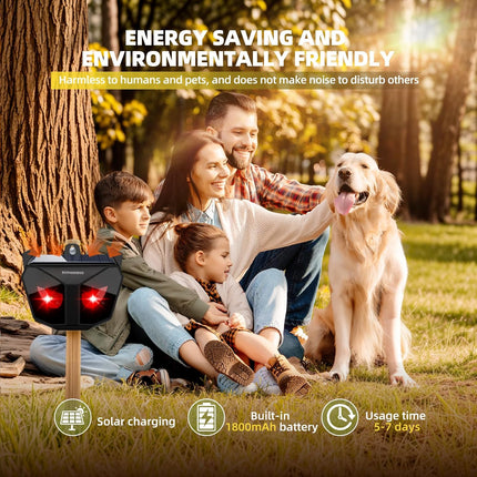 4 Pack Animal Deterrent Devices,Solar Powered Animal Repeller Outdoor with Red L