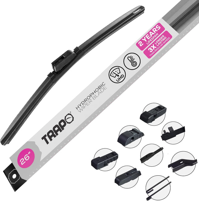 26 Inch Silicone Windshield Wiper - All-Season Wiper Blades with Hydrophobic Coa