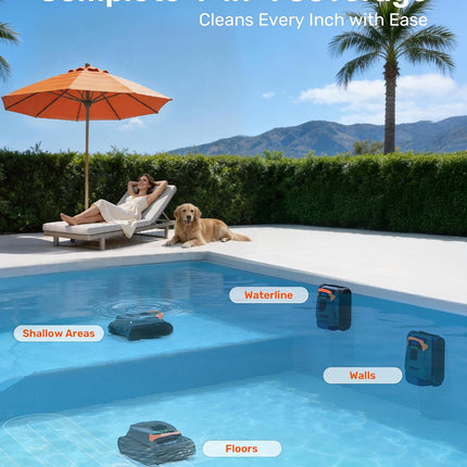 Gosvor LiteVac G1 Pool Vacuum Robot (2026), Wall, Waterline & Platform Cleaning, 200 Min Runtime, App Control, 15.2 lb