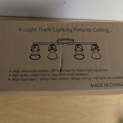 KEESFU 4-Light Track Lighting Kit,Black Semi Flush Mount Ceiling Light with 4 Ro