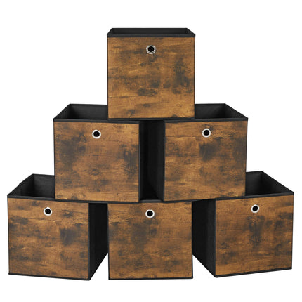 SONGMICS Cube Storage Bins, Set of 6 Storage Baskets with Handles, Foldable, Oxf