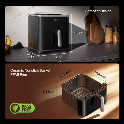 Typhur Sync 8QT Air Fryer with Built-in Wireless Thermometer, 9-in-1 Smart Airfr