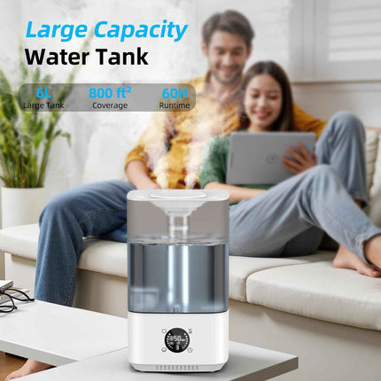 PKBD 6L Humidifier for Bedroom Large Room Home, 800ft² Wide Coverage, 26dB Quiet