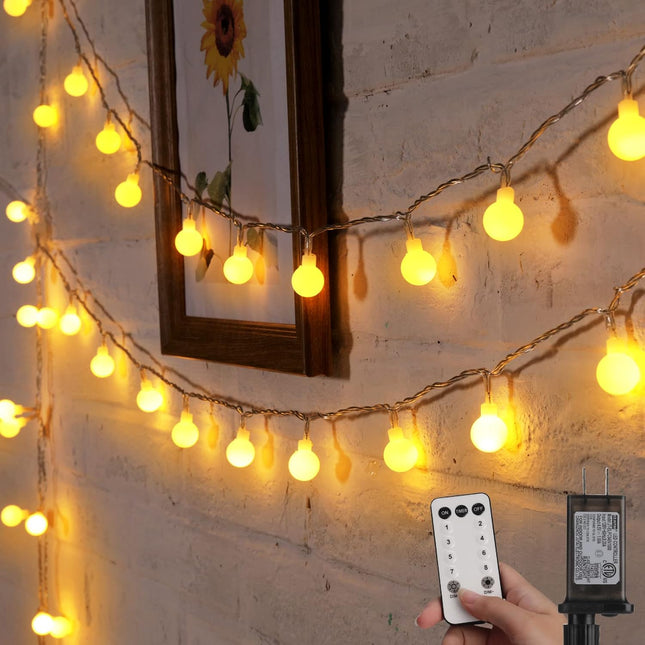 33 FT 100 LED Globe Ball String Lights, Fairy String Lights Plug in, 8 Modes wit
