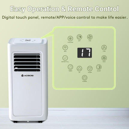 Incomplete — AAOBOSI 8000 BTU Portable Air Conditioner, 4-in-1 WiFi AC with Dehumidifier