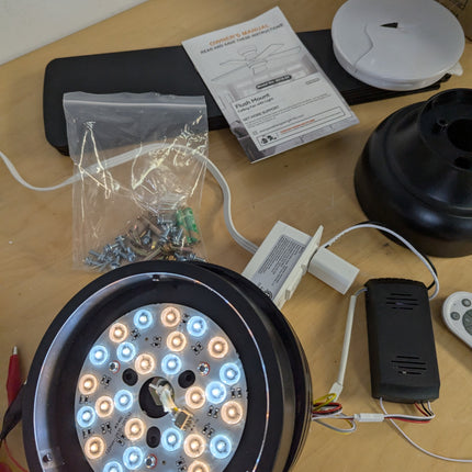 FAULTY Black Ceiling Fans with Lights - 46" Flush Mount Ceiling Fan with Remote