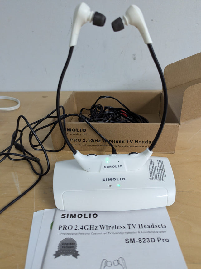 SIMOLIO Digital Wireless Headphones for TV for Seniors w/Dialogue Clarified & En