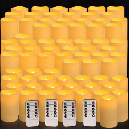 pliadvbu Flameless LED Candles 72 Pack, Outdoor Waterproof Realistic Votive Candles with Remote & Timer for Weddings