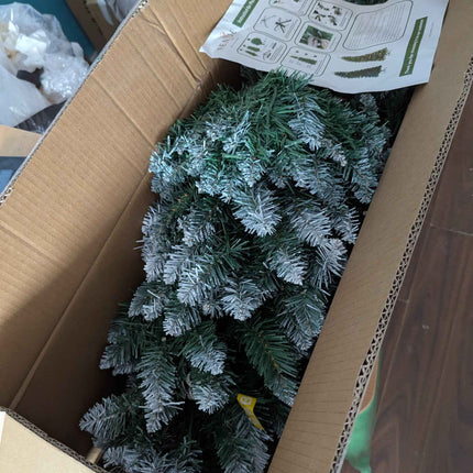 Prelit Artificial Christmas Tree Flocked Snow Trees with Pine Cone Decoration 5FT https://a.co/d/075ie9q7