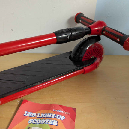 hoverstar kick scooter for kids, led light up wheels and pedal, 3 adjustable hei