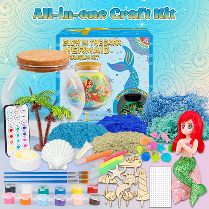 Glow in The Dark Terrarium Crafts Kit for Kids… (Mermaid Terrarium)