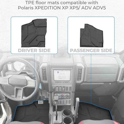 KEMIMOTO TPE Floor Mats Compatible with Polaris Xpedition XP/ADV/XP 5/ADV 5 2024