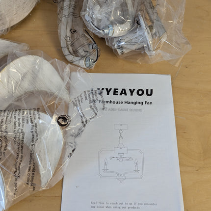 LVYEAYOU Chandelier Ceiling Fan, 20" Farmhouse Fandelier Ceiling Fans with Light