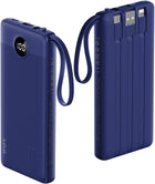 VRURC Portable Charger Built-in 4 Cables 10000mAh, SlimPower Bank, 5 Output