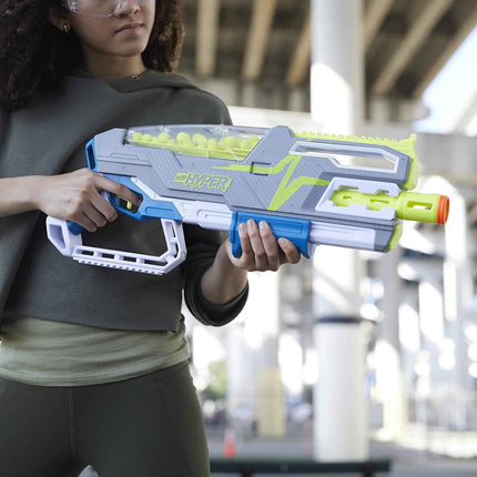 Hasbro Nerf Hyper Siege-50 Pump-Action Blaster, 40 Nerf Hyper Rounds, Eyewear, U