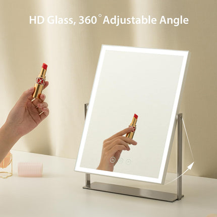 NEZZOE Rechargeable Vanity Mirror with Lights, Table Mirror with Stand, Makeup M